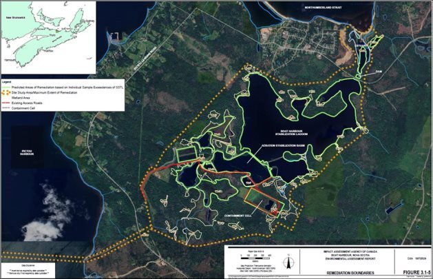 Areas within the SSA predicted to require ex-situ remediation.