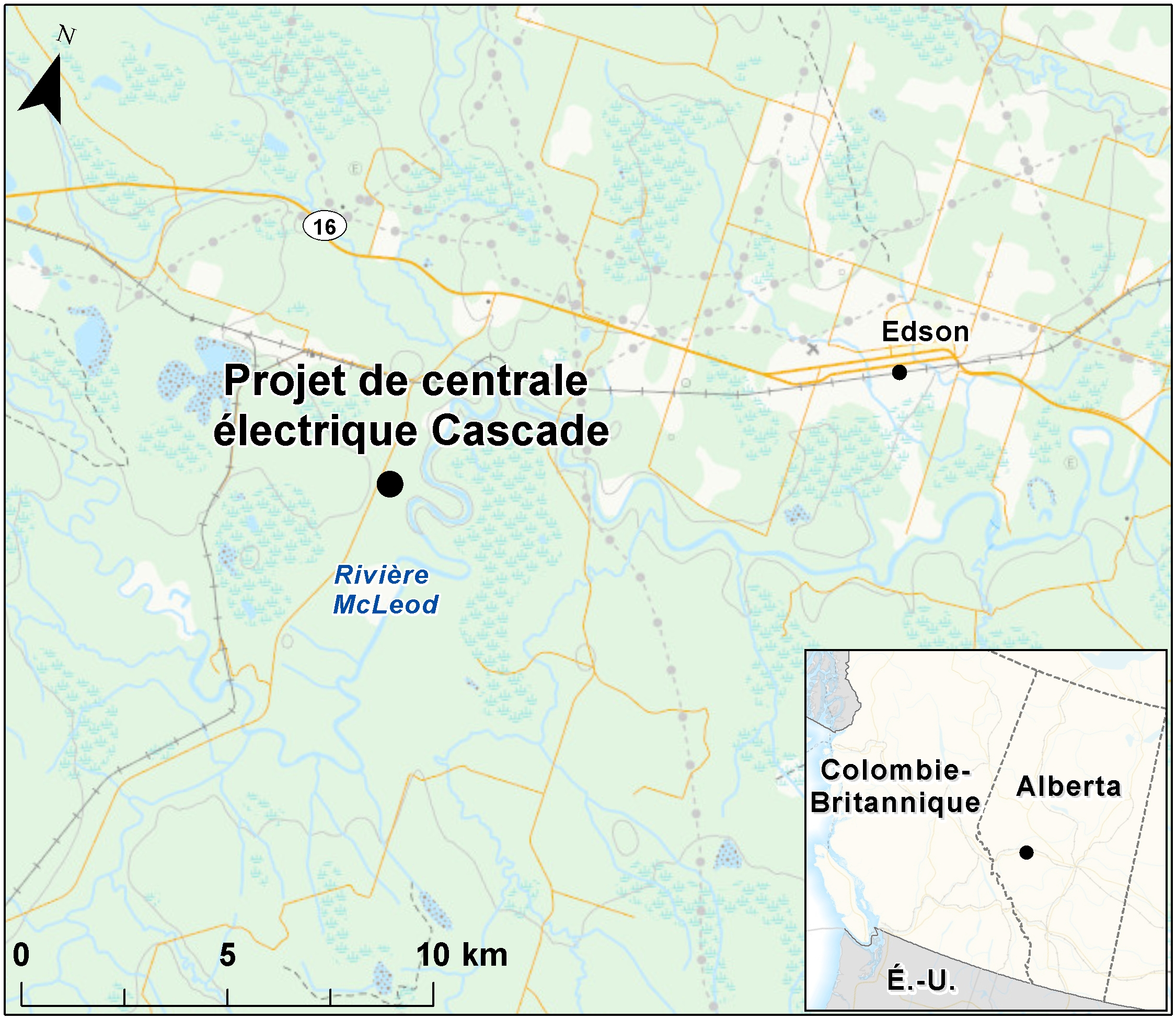 Carte indiquant l'emplacement du projet, tel que décrit dans le présent document.