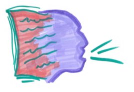 L'image dessinée à la main est un enregistrement graphique capturé lors des réunions du GTER. Elle montre un livre relié à une personne qui parle. Elle représente les délégués du GTER présentant les principales informations sur l'évaluation régionale aux membres de la communauté et de leur part.