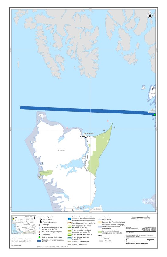 Figure 3 Itinéraire de transport maritime– Du site du projet à la station de pilotage de Triple Island et de la station de pilotage de Triple Island à la limite des 12 milles marins de la mer territoriale (page 2 sur 2)