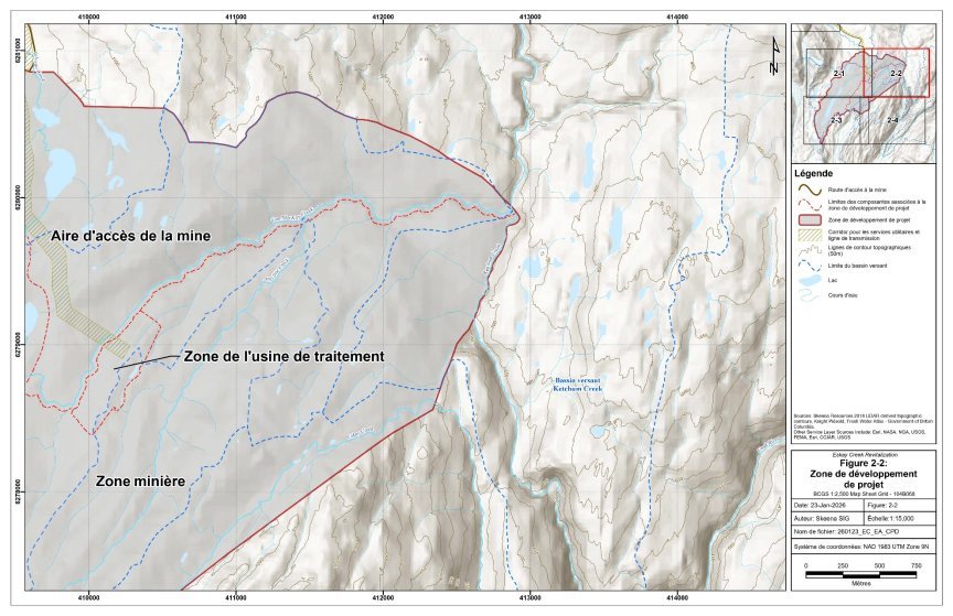 Figure 2-2 Zone de développement du projet de revitalisation d'Eskay Creek (détaillés)