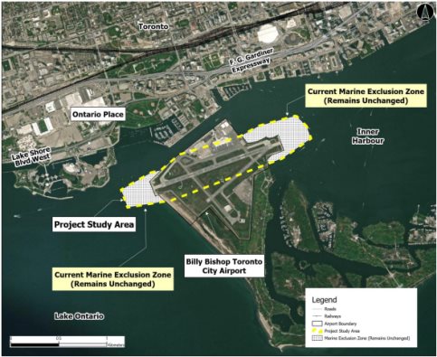 An aerial view of Billy Bishop Toronto City Airport