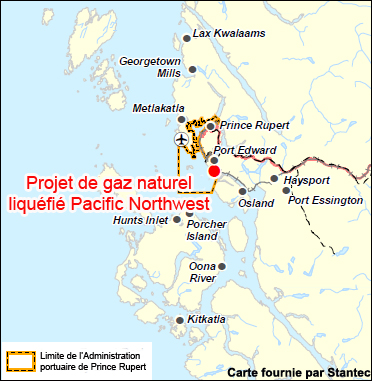 Carte indiquant l'emplacement du projet, tel que décrit dans le présent document.