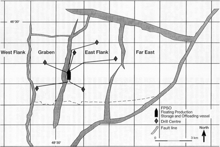 Terra Nova Oil Field and Potential Drill Centre Layout